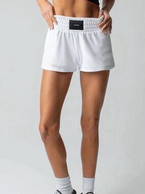 TALENTLESS White Elastic-Waist Athletic Shorts